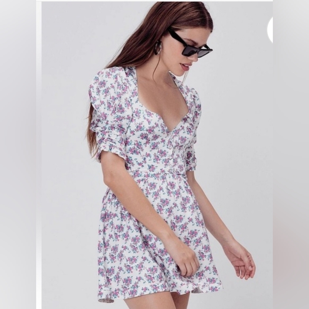 For Love And Lemons White Floral Dress Small Euc - Picture 4 of 12